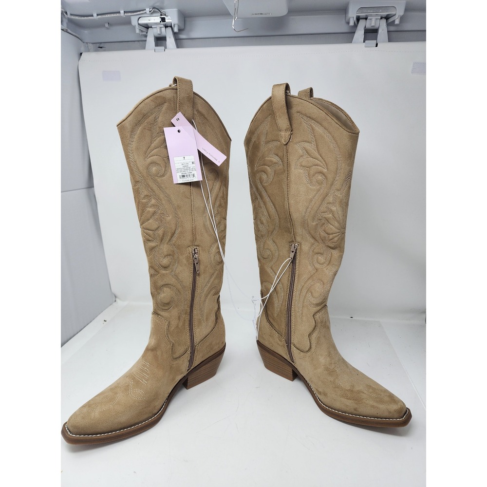 Universal Thread Tan Suede Western Knee-High Heeled Boots